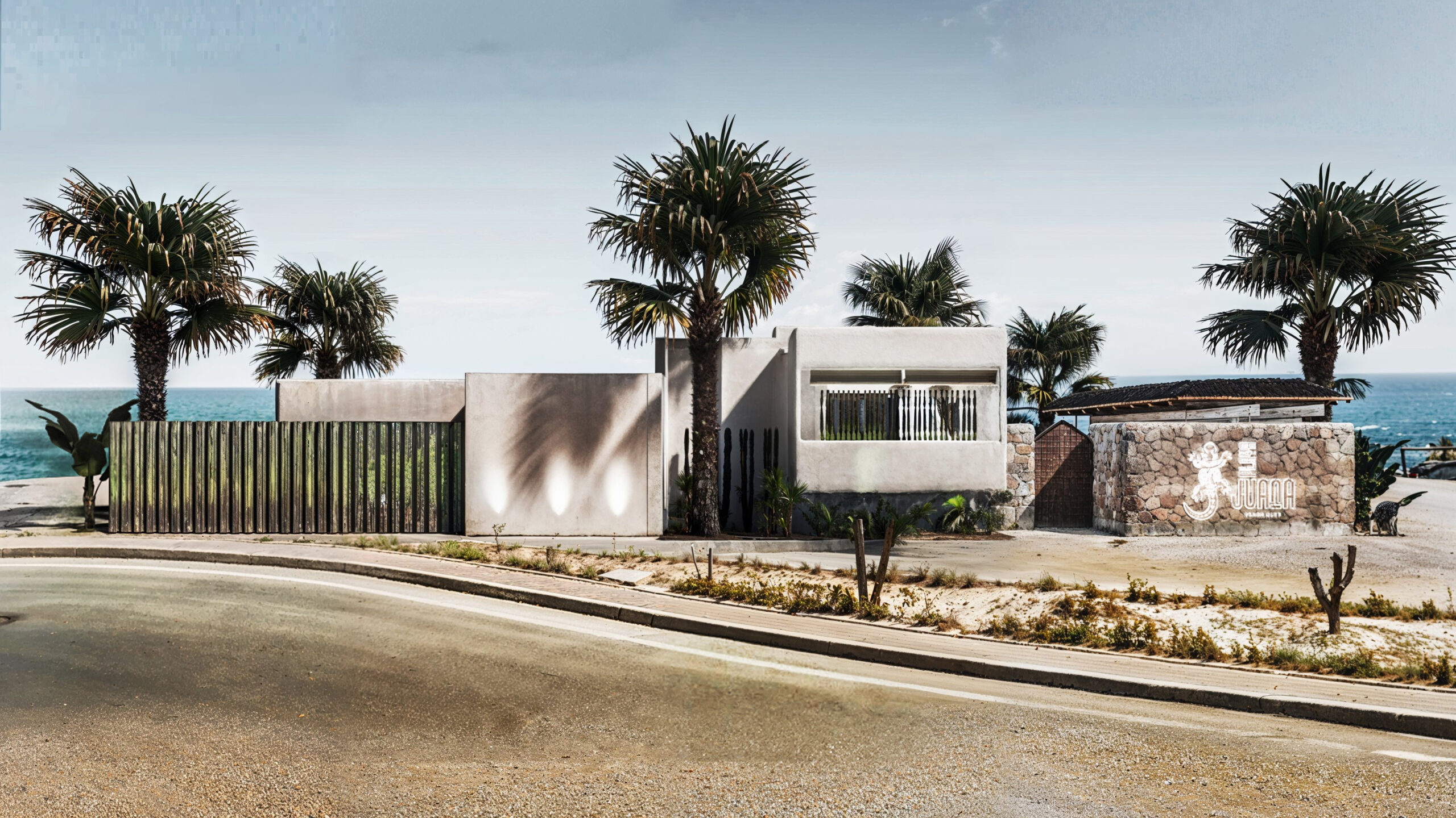 Almería Render 3D del exterior de la fachada principal de un beach club
