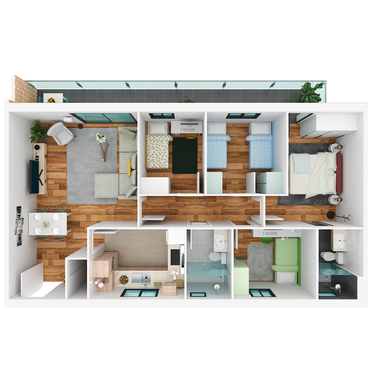 Barcelona Render 3D El Prat de un plano 3D de un apartamento