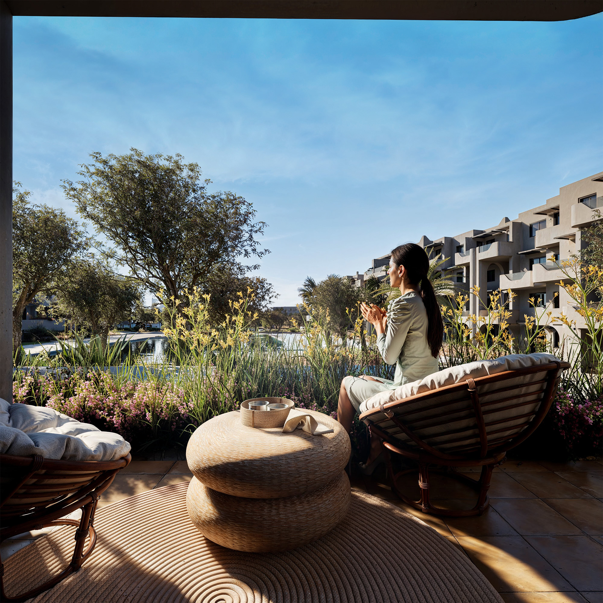 Tetuan Render 3D Marruecos Vista exterior desde terraza de proyecto l´olivier Residencial construido por Moussa Real Estate