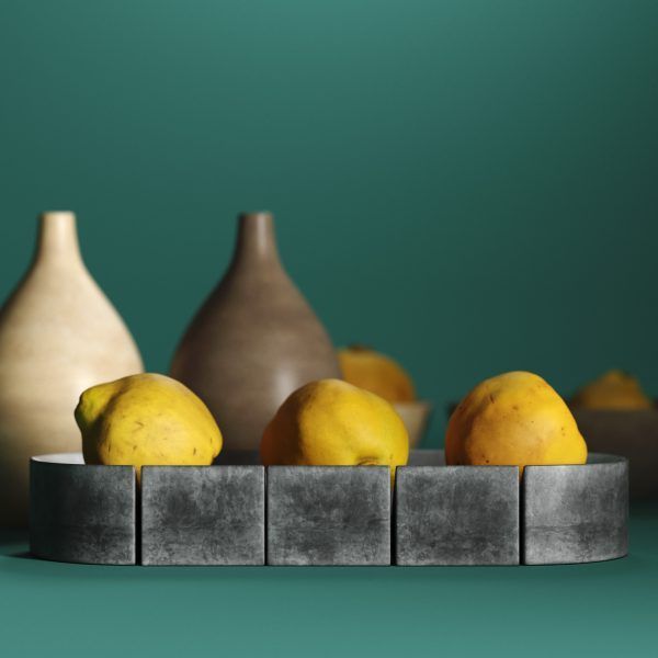 Render 3D de productos con fondo verde oscuro para catalogo en segovia