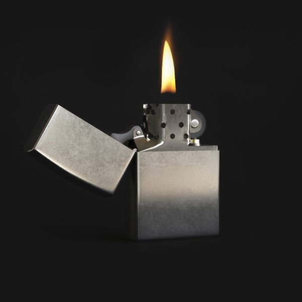 Render 3D de zippo para catalogo de productos